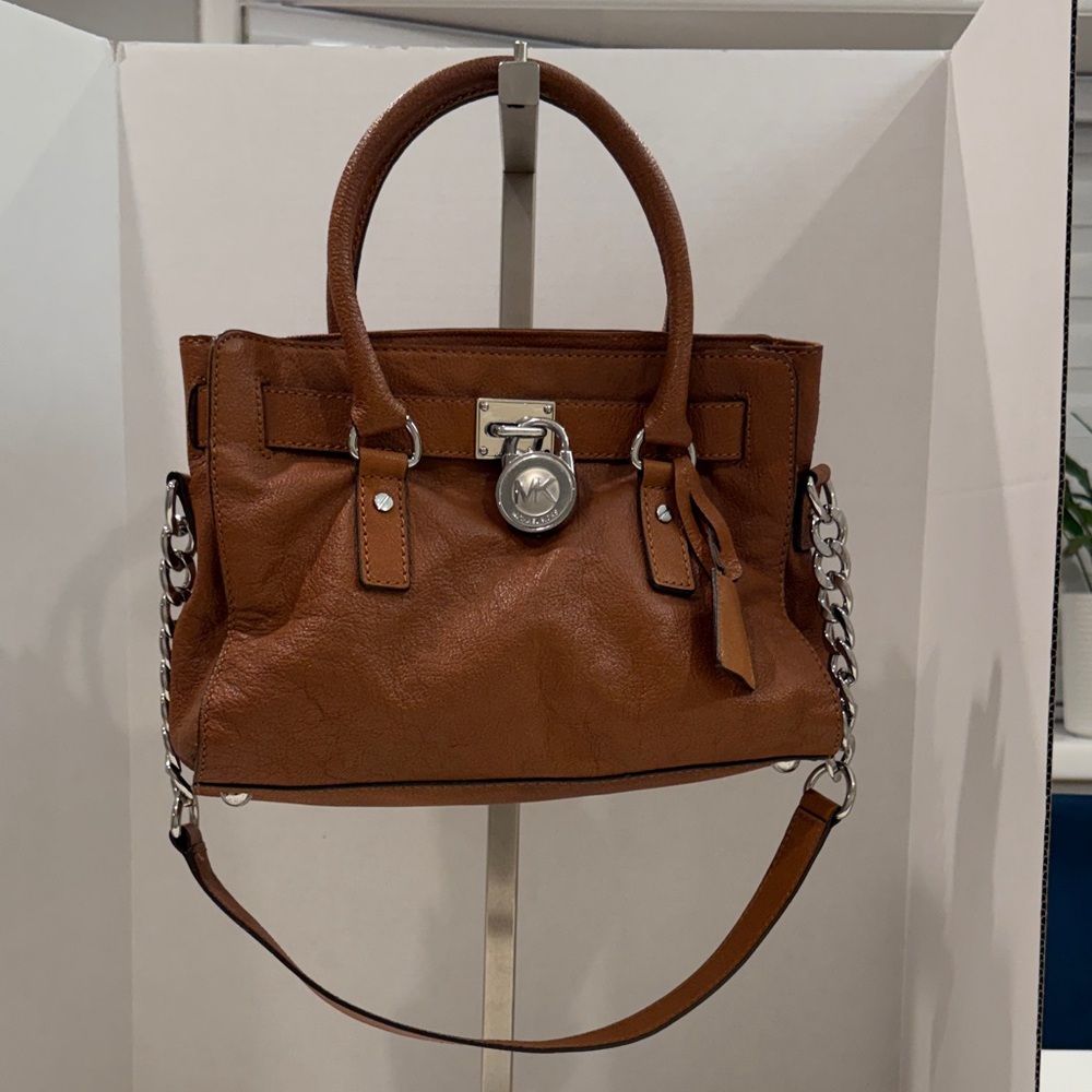 Michael Kors Brown Leather Satchel with Silver Hardware - Picture 7 of 9